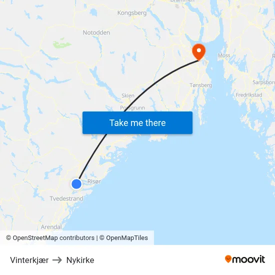 Vinterkjær to Nykirke map