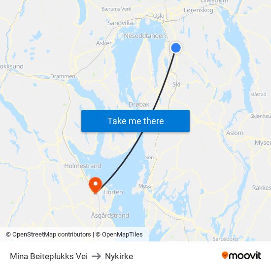 Mina Beiteplukks Vei to Nykirke map