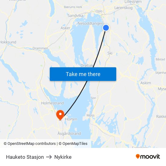 Hauketo Stasjon to Nykirke map