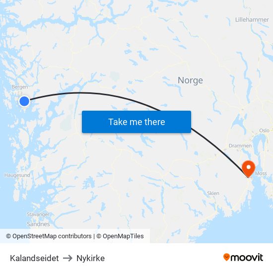 Kalandseidet to Nykirke map