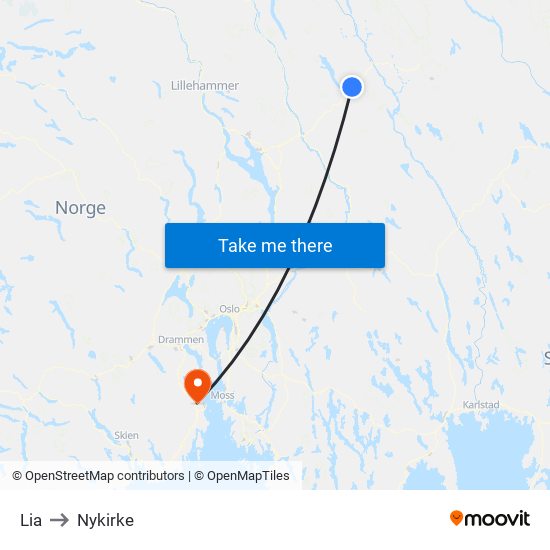 Lia to Nykirke map
