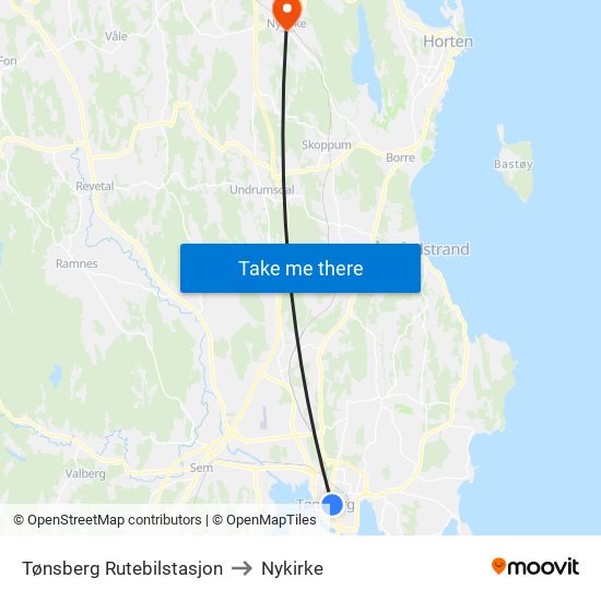 Tønsberg Rutebilstasjon to Nykirke map