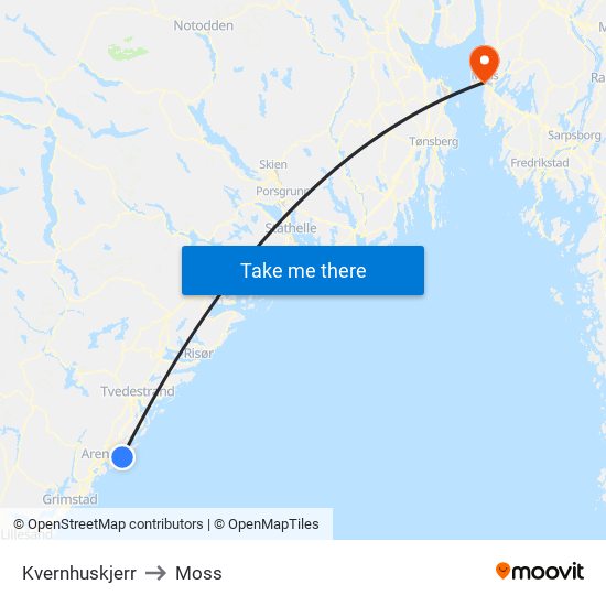 Kvernhuskjerr to Moss map