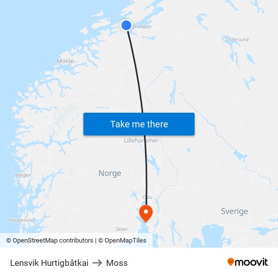 Lensvik Hurtigbåtkai to Moss map