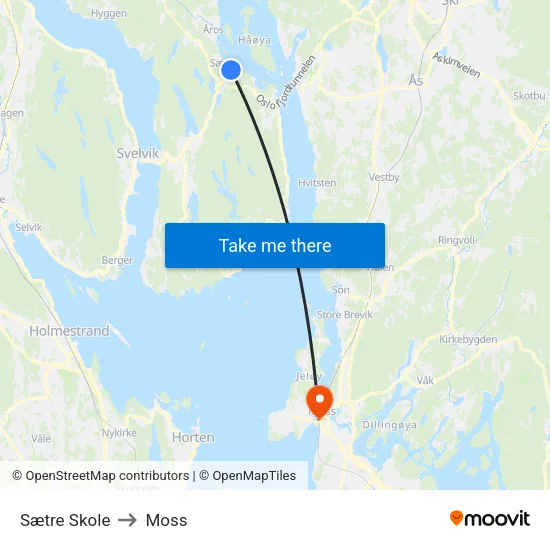 Sætre Skole to Moss map
