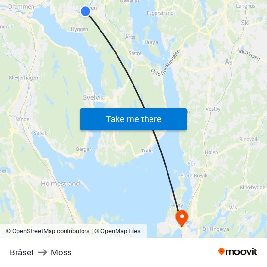 Bråset to Moss map