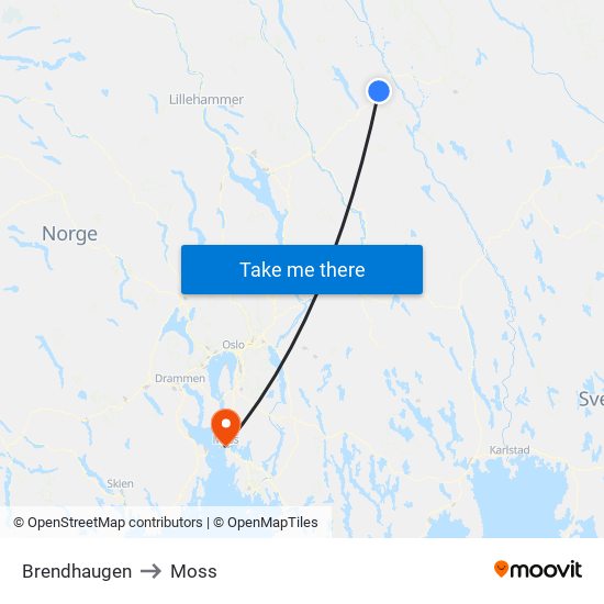 Brendhaugen to Moss map