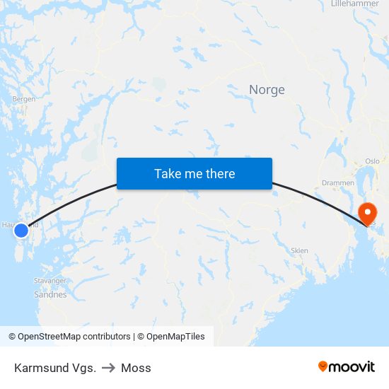 Karmsund Vgs. to Moss map