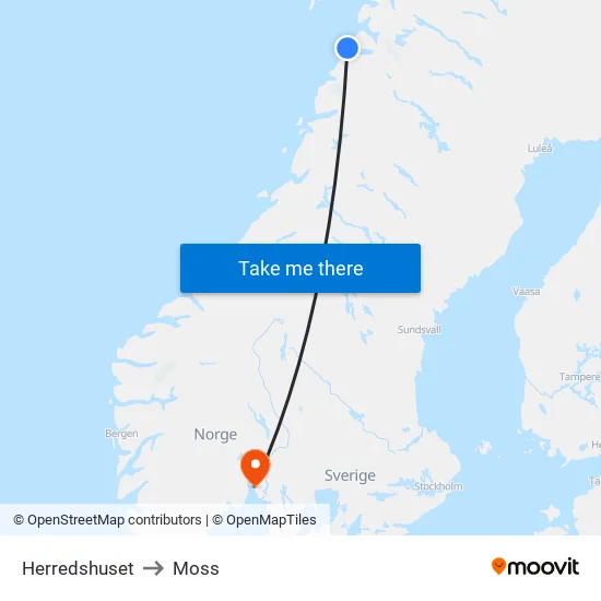 Herredshuset to Moss map