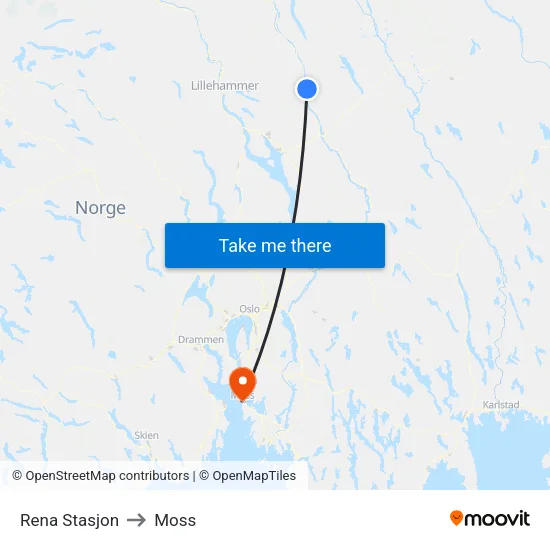 Rena Stasjon to Moss map