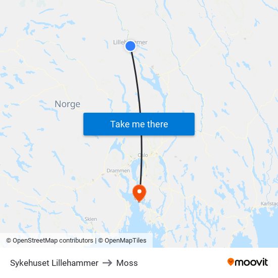 Sykehuset Lillehammer to Moss map