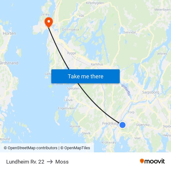 Lundheim Rv. 22 to Moss map