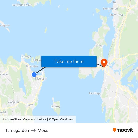 Tårnegården to Moss map