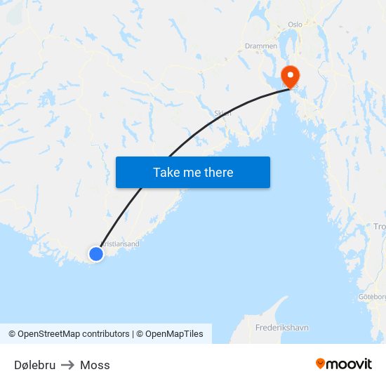 Dølebru to Moss map