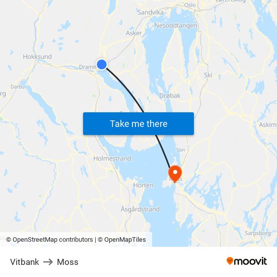 Vitbank to Moss map