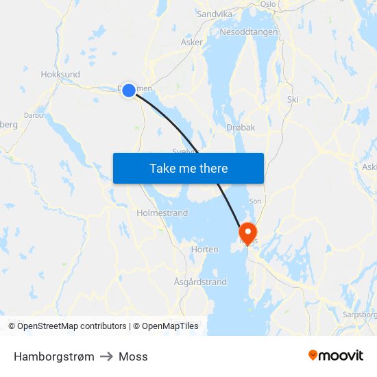 Hamborgstrøm to Moss map