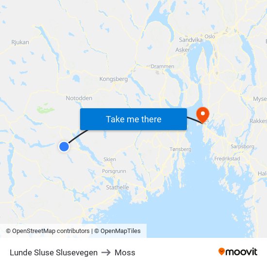 Lunde Sluse Slusevegen to Moss map