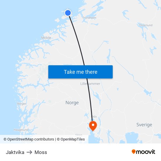 Jaktvika to Moss map