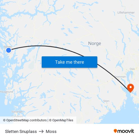 Sletten Snuplass to Moss map