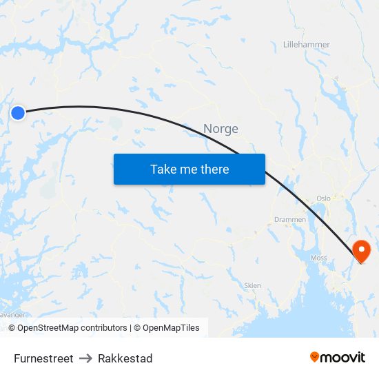 Furnestreet to Rakkestad map