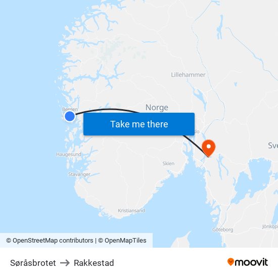 Søråsbrotet to Rakkestad map