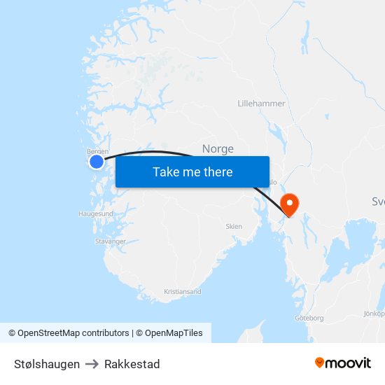 Stølshaugen to Rakkestad map