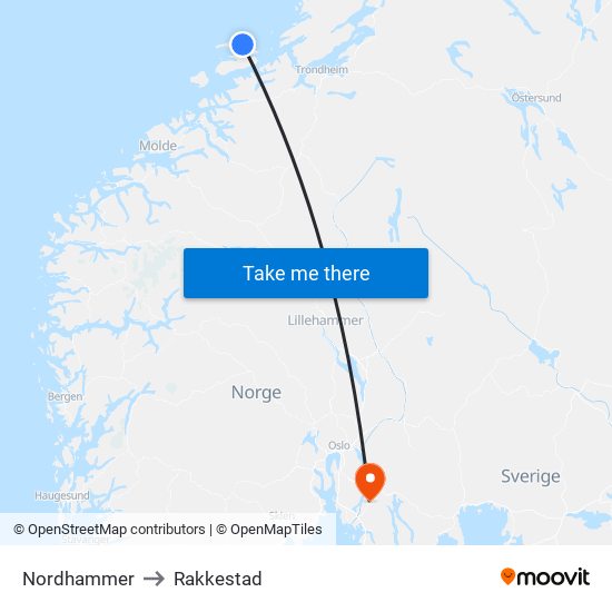 Nordhammer to Rakkestad map