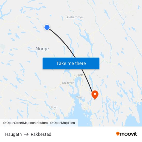 Haugatn to Rakkestad map