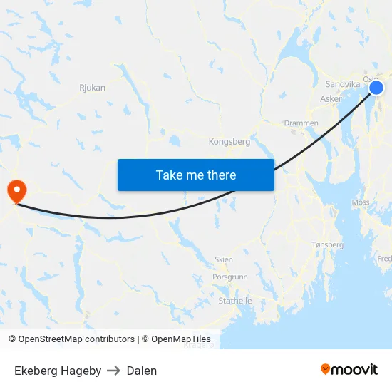 Ekeberg Hageby to Dalen map