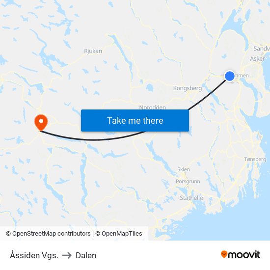 Åssiden Vgs. to Dalen map