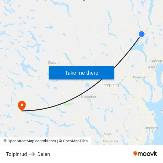 Tolpinrud to Dalen map
