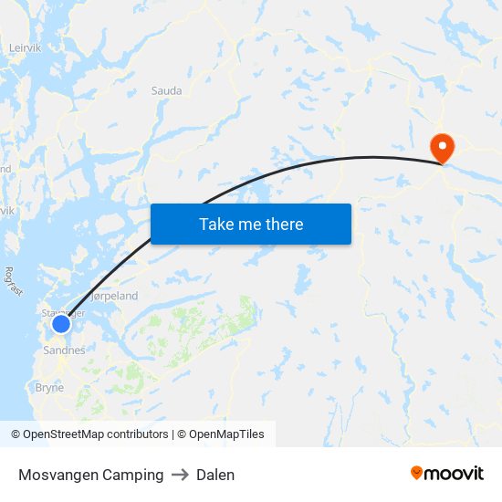 Mosvangen Camping to Dalen map