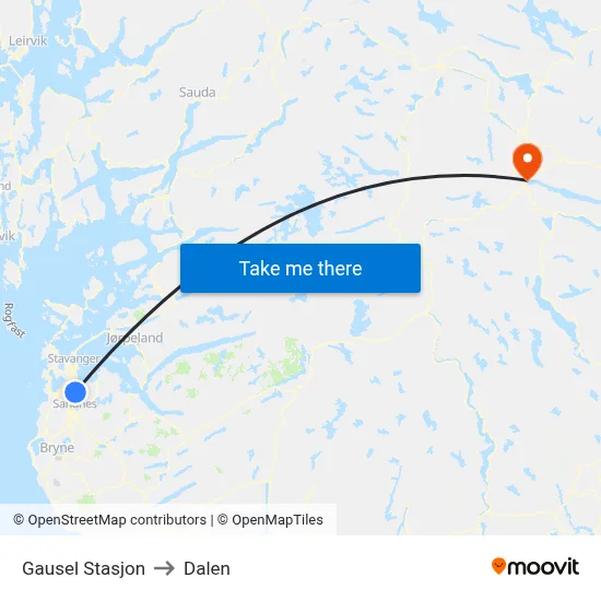 Gausel Stasjon to Dalen map