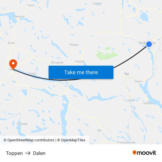 Toppen to Dalen map