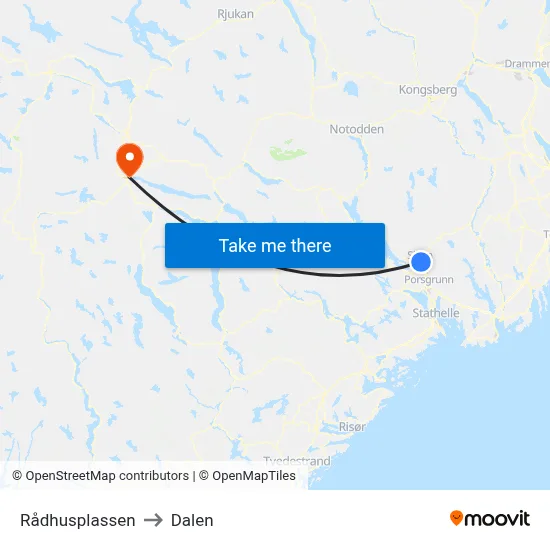 Rådhusplassen to Dalen map