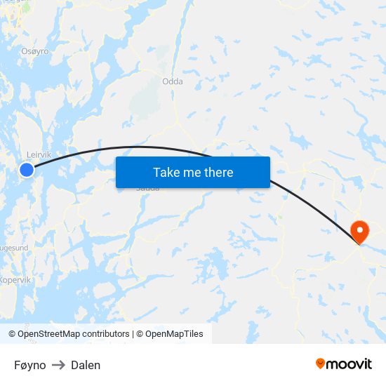 Føyno to Dalen map