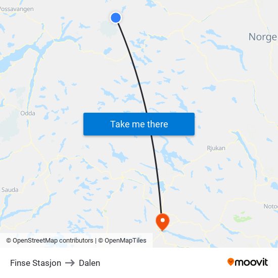 Finse Stasjon to Dalen map