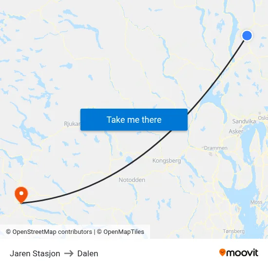 Jaren Stasjon to Dalen map