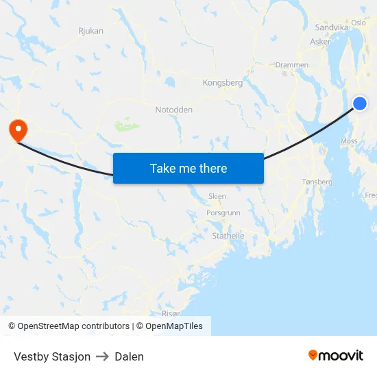 Vestby Stasjon to Dalen map