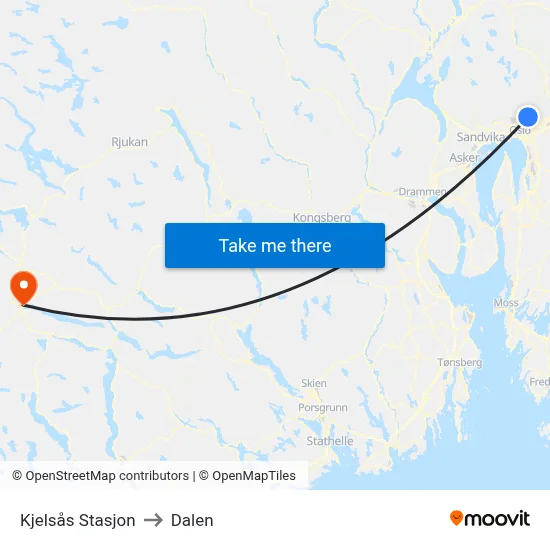Kjelsås Stasjon to Dalen map