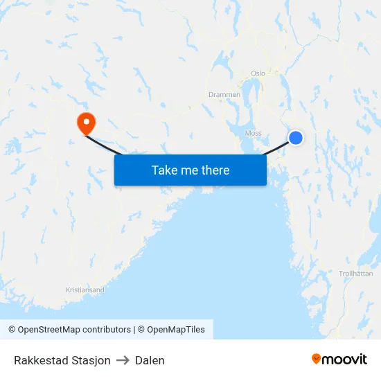 Rakkestad Stasjon to Dalen map