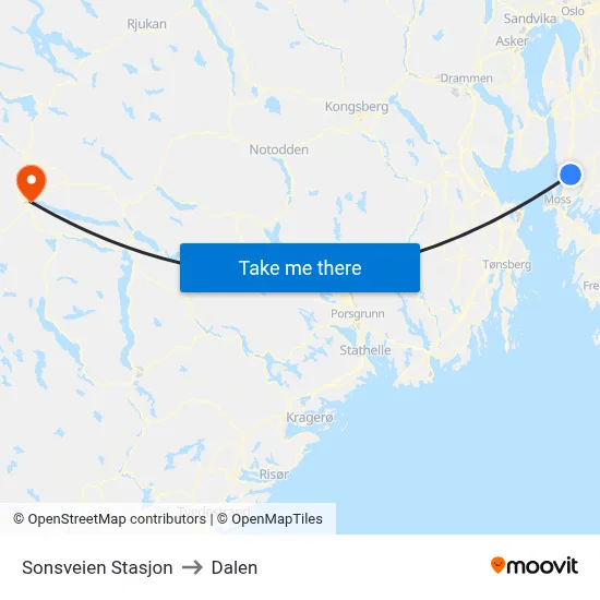 Sonsveien Stasjon to Dalen map