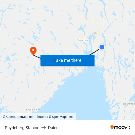 Spydeberg Stasjon to Dalen map
