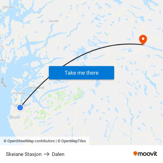 Skeiane Stasjon to Dalen map