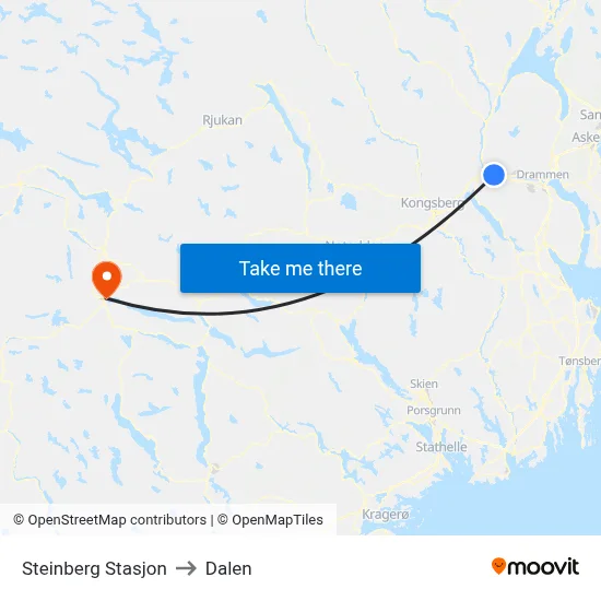 Steinberg Stasjon to Dalen map