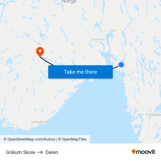 Grålum Skole to Dalen map