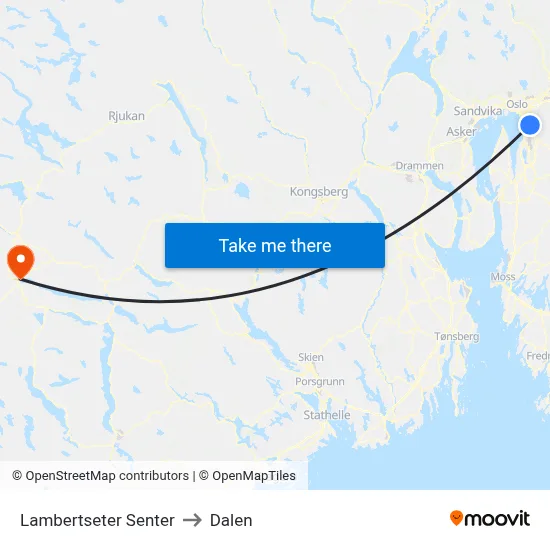 Lambertseter Senter to Dalen map