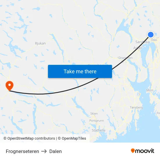 Frognerseteren to Dalen map