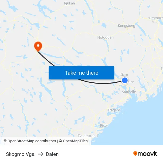 Skogmo Vgs. to Dalen map
