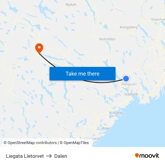 Liegata Lietorvet to Dalen map